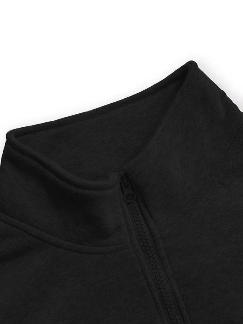 Men'S Solid Drop Shoulder Half Zip up Thermal Lined Lounge Sweatshirt, Regular Fit Casual Long Sleeve Funnel Neck Pullover for Spring & Fall, Men'S Loungewear for Daily Wear