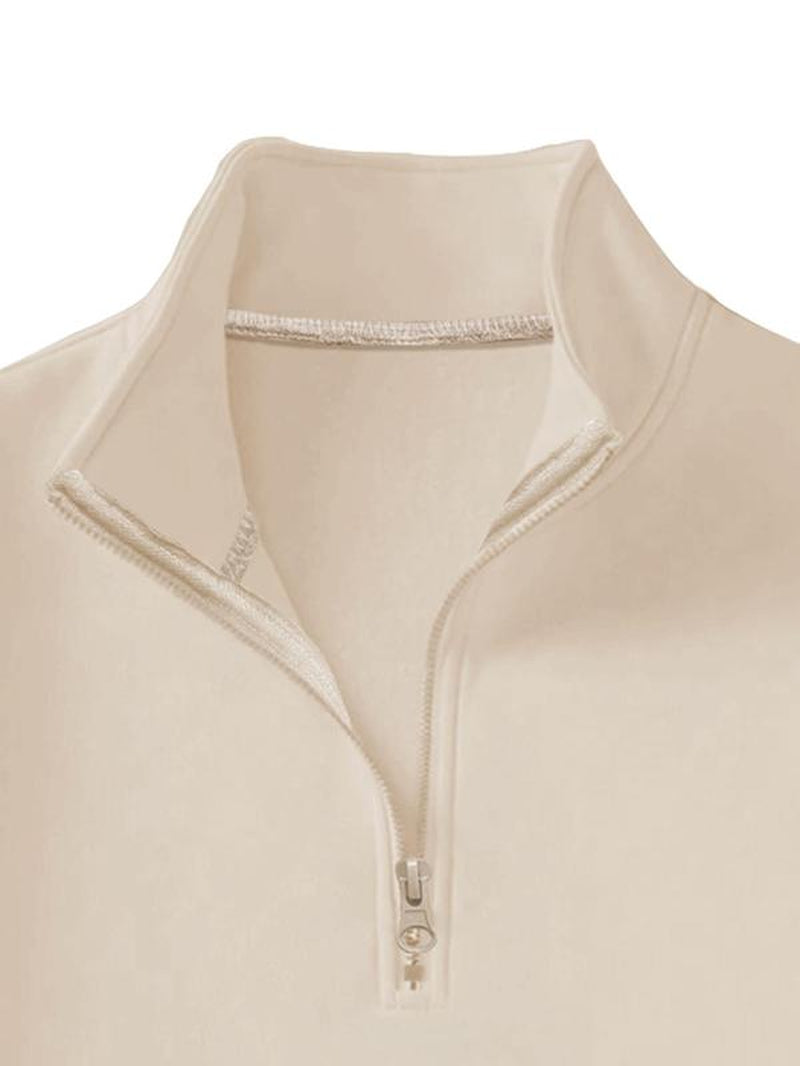 Men'S Solid Drop Shoulder Half Zip up Thermal Lined Lounge Sweatshirt, Regular Fit Casual Long Sleeve Funnel Neck Pullover for Spring & Fall, Men'S Loungewear for Daily Wear